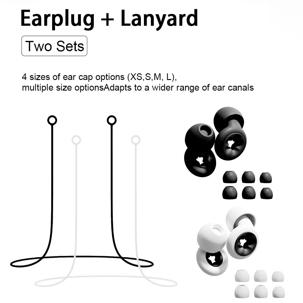 Silicone Earplugs Set For Pool And Sleep 2 Pairs With Silicone Lanyard Washable Noise Suppression Ear Guards Waterproof For Show