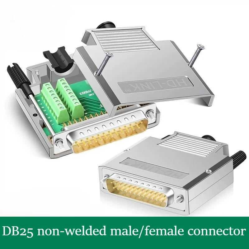 25 Pin D-sub Male/Female DB25 Connector Breakout Connectors Solder Free Signals Serial Port Plug Board DB25 Terminal Adapter