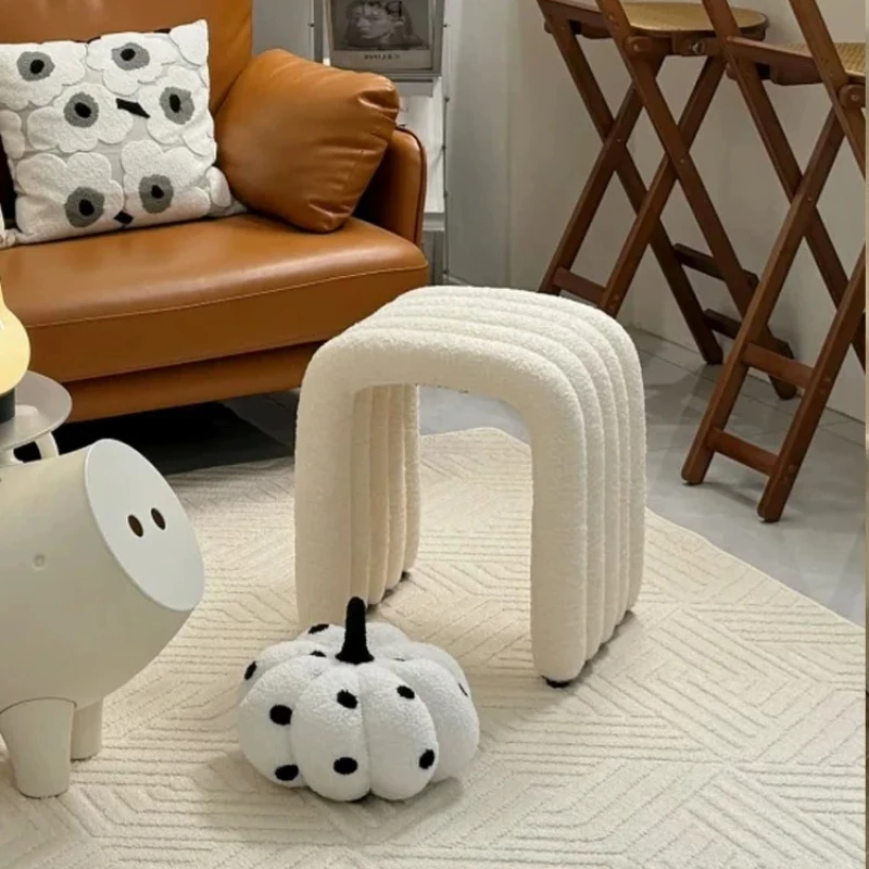 Creamy Style Vanity Stool Minimalist Upscale Entrance Vanity Stool Bedroom Home Furniture Taburete De Maquillage ZY40HZD