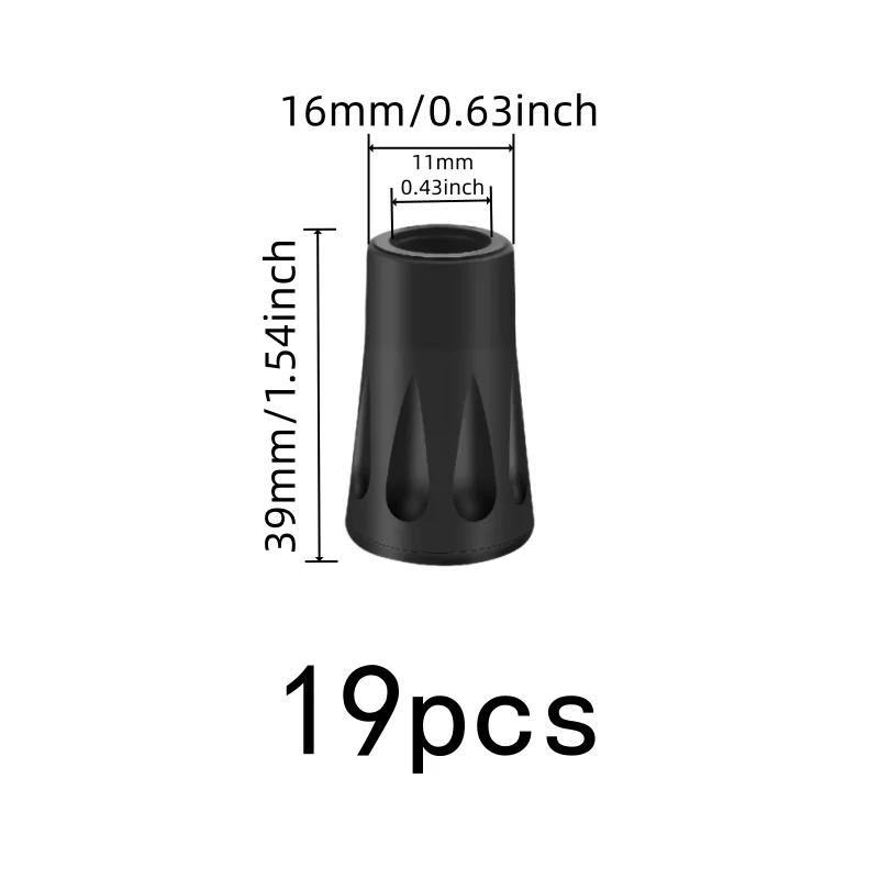 Hiking Stick Protectors 19 pcs, Shock Absorption Design, Rubber Anti-Slip Material, for Mountain Climbing