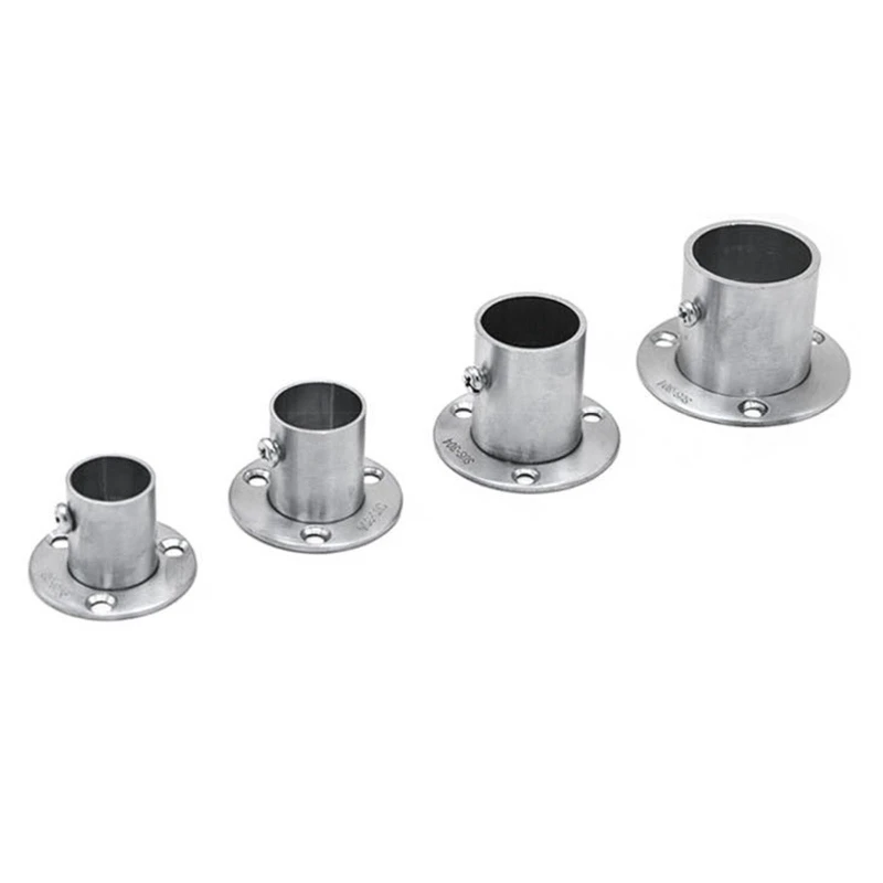 Support tige à bride en acier inoxydable, support tuyau pour placard, armoire, tringle à rideau douche (argent),
