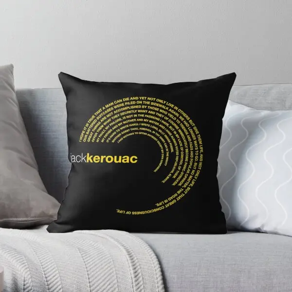 Jack Kerouac Famous Quotes Poster Gold  Printing Throw Pillow Cover Sofa Bedroom Throw Anime Waist Pillows not include One Side