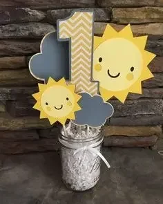 1 St Birthday Party Cake Topper for Happy Kids Clouds Cute Sun Cake Decoration Happy Boy or Girl One Year Baby Shower Cake Decor