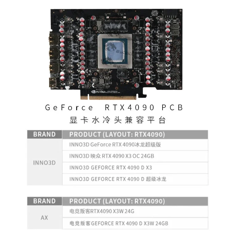 Inno3D GeForce RTX 4090 ICHILL 비디오 카드 냉각/모든 금속 라디에이터에 사용되는 Bykski N-ICH4090-X-V3 GPU 워터 블럭