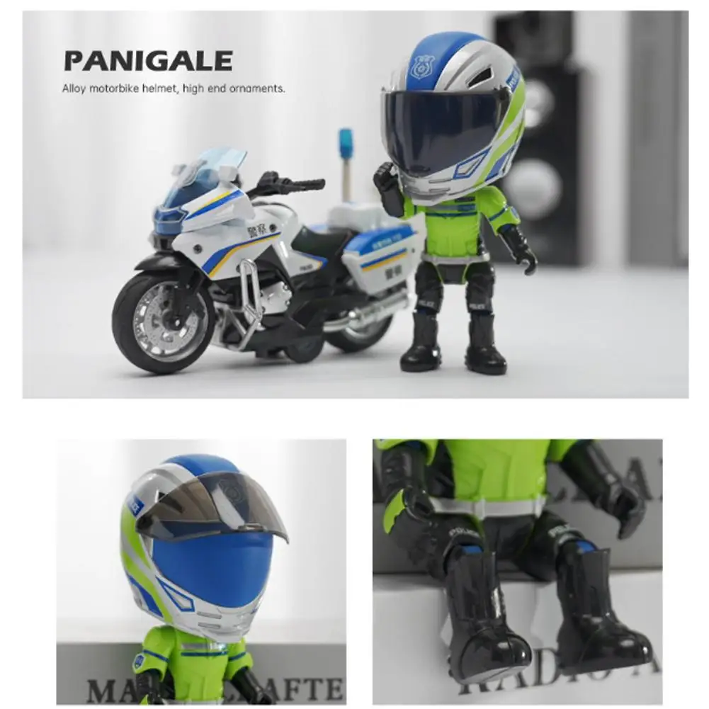 Realistic Alloy Motorbike Toy With Police Rider And Helmet Set Joint Mobility Detailed Diecast Motorcycle Model For Children