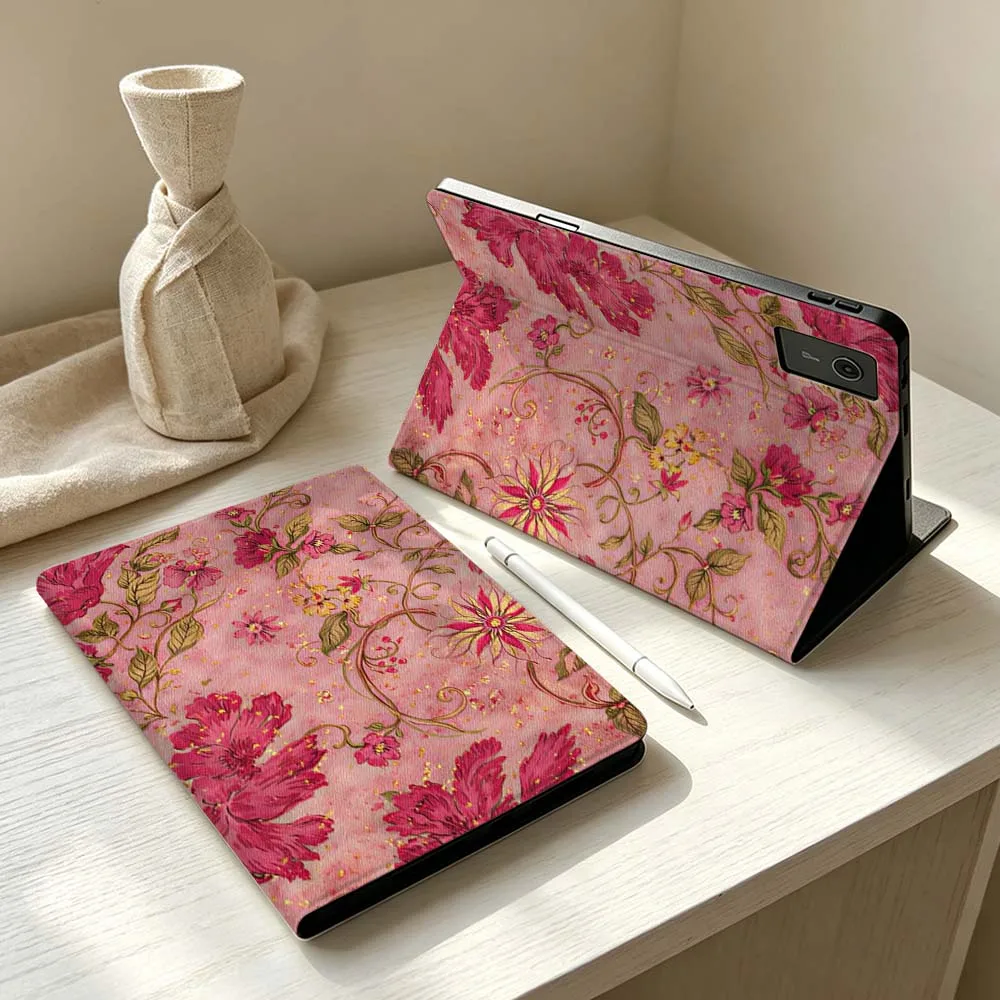 Retro Pink Floral Pattern Soft Pen Tray Tablet Case For Lenovo Xiaoxin Lenovo Tab Pad Pro Plus P12 P11 M10