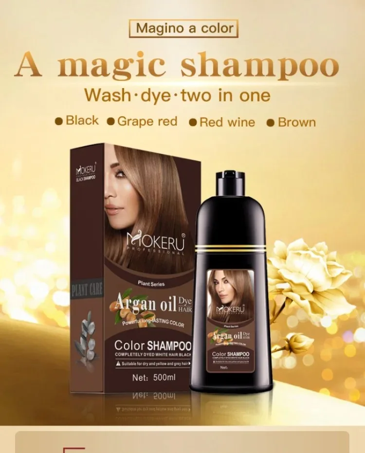 Natürliches, schnell färbendes Arganöl für Haarfärbemittel, schnelles Haarfärbeshampoo, langanhaltend, für Männer und Frauen, professionelle Färbung, 500 ml – Detail 4