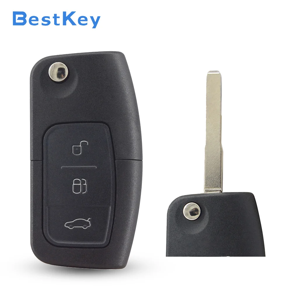 Best Key Workshop Flip Folding Key Shell Assembly 3 Button Uncut Blank Blade Durable Fob Case For Ford Focus Fiesta C-Max