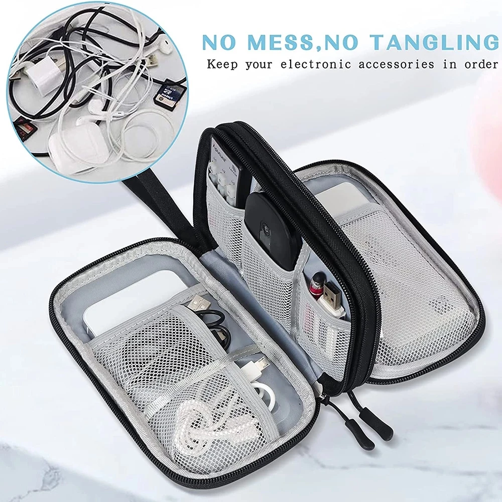 NEW Travel Organizer Bag Cable Storage Organizers Pouch Carry Case Portable Waterproof Double Layers Storage Bags For Cable Cord