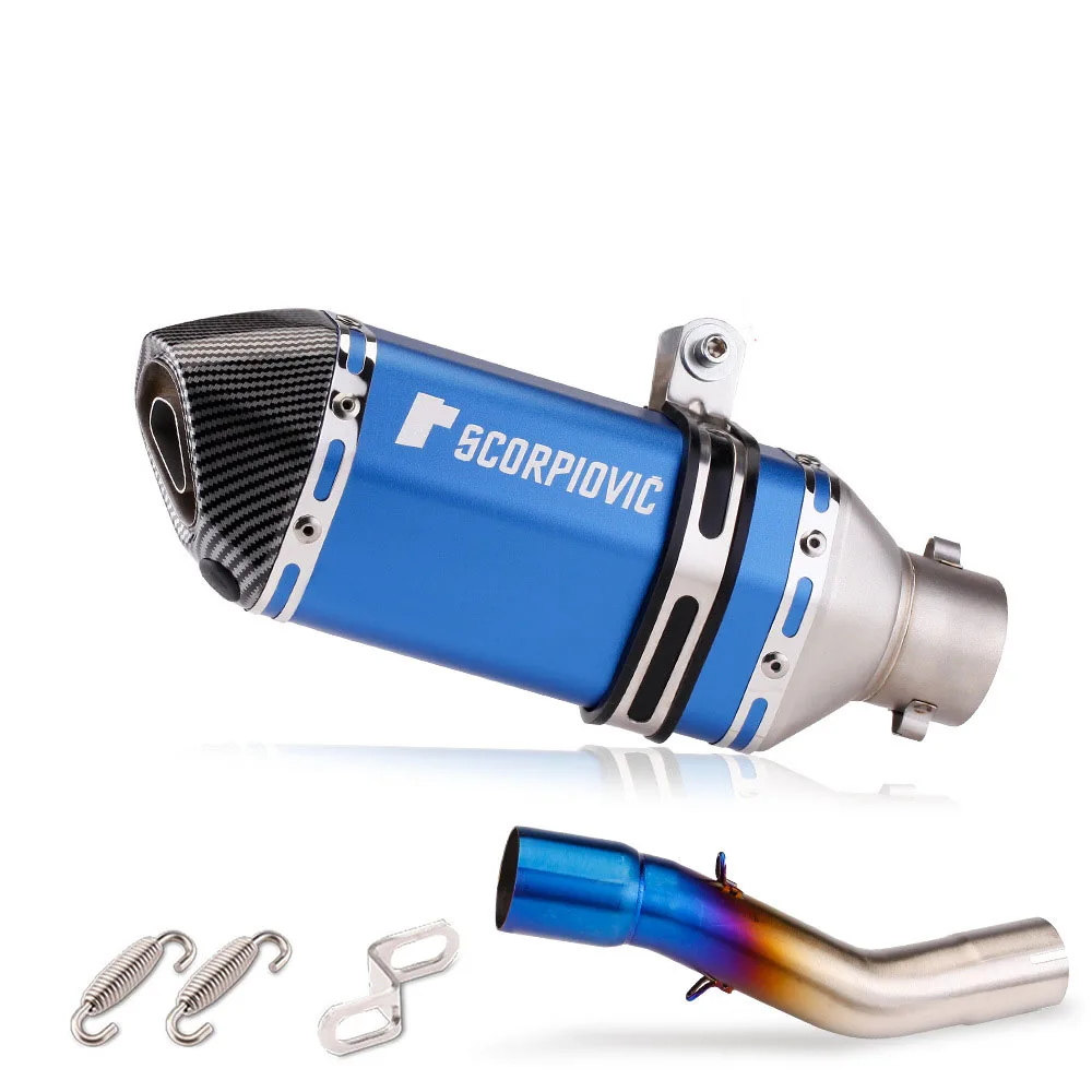 

For Suzuki GSX250 GSX250R DL250 2016-2022 Escape Motorcycle Exhaust System Middie Link Pipe 51MM Slip-On With Blue Muffler Tips
