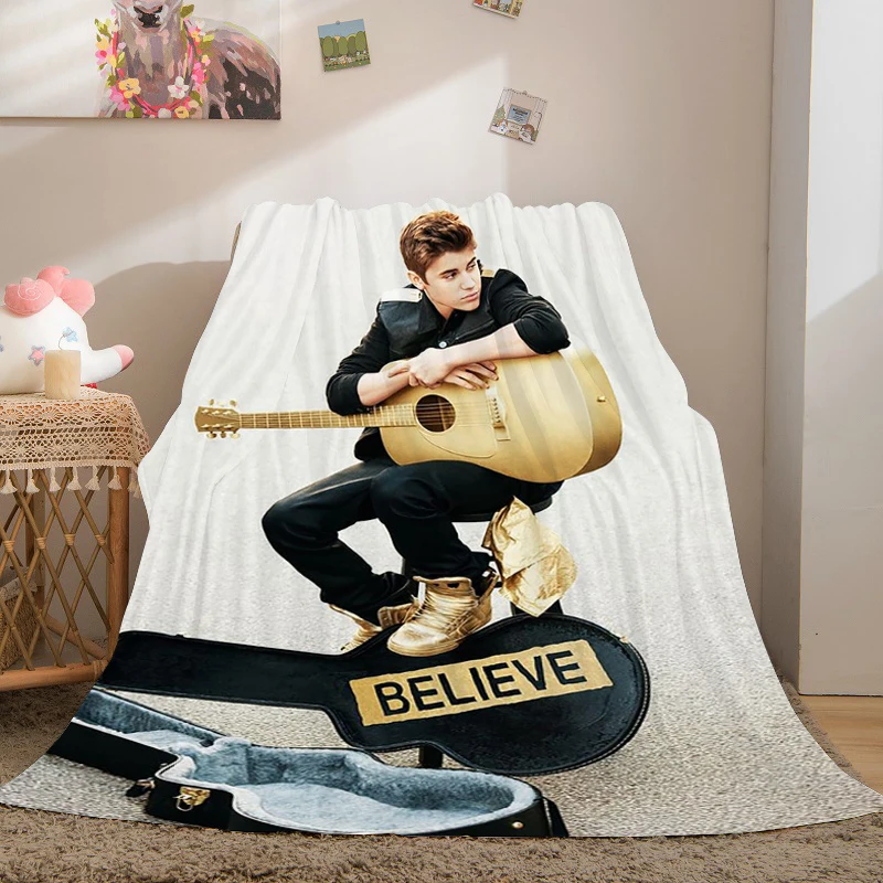 

Digital Print Sofa Blankets for Winter A-Justin Bieber Microfiber Bedding Warm Bed Fleece Custom luffy Soft Blankets King Size