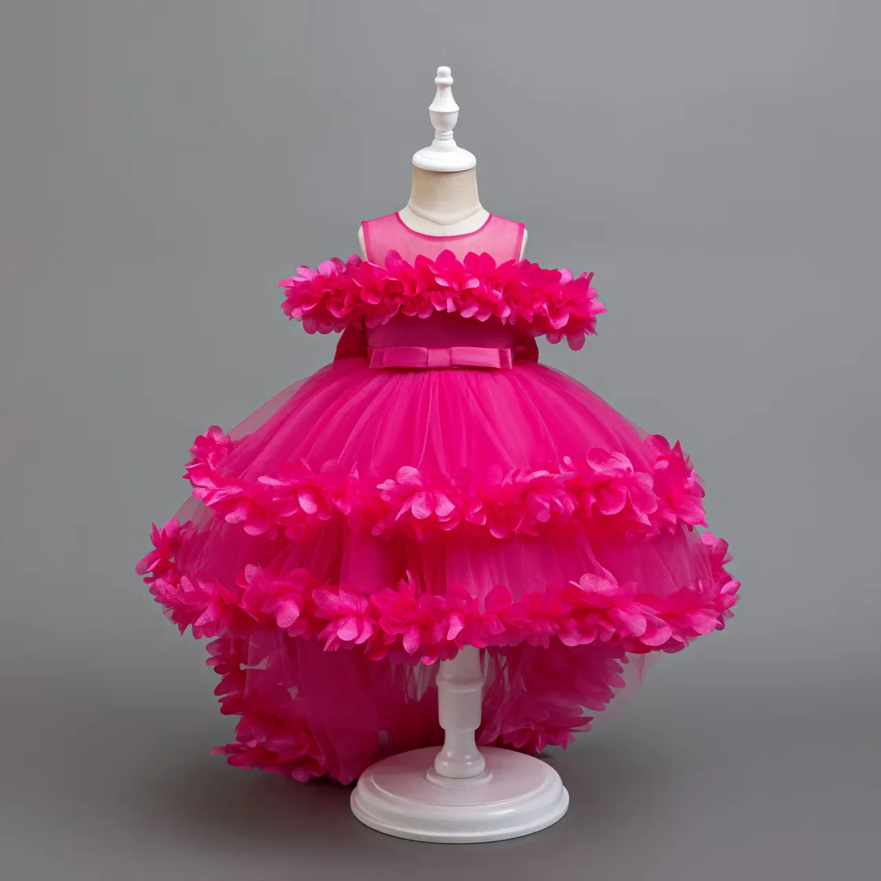 elegant Flower girl trailing dress Formal graduation ball birthday party Children's Tutu Gowns Sweet and Cute Dress aged 2-8
