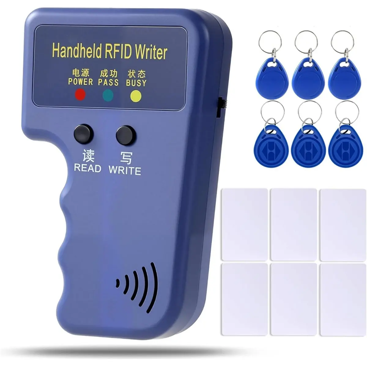 LUCK 125KHz RFID Copier - Handheld ID Card Writer with 6 Key Fobs & 6 Blank Cards,Compatible with T5577 & More