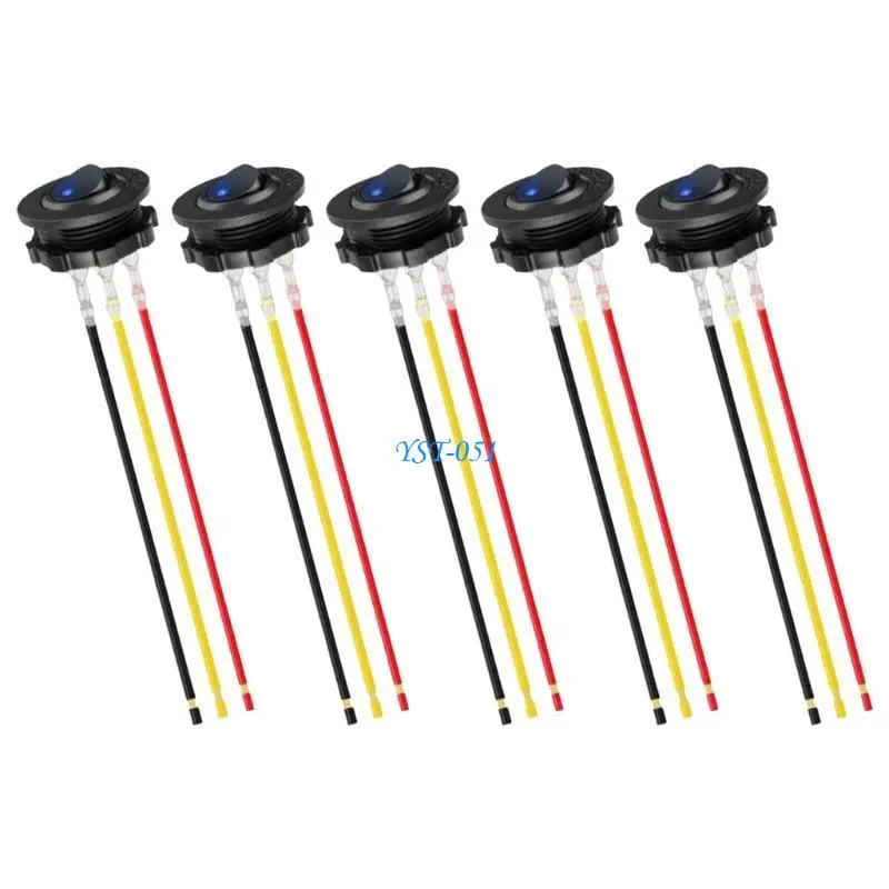 

E15A Set Of 5 12V 20A Round Switches with LED Light Simple to Use for Modifications