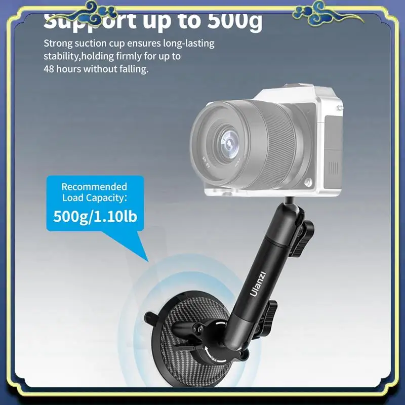 

Portable Ulanzi ZJ01 Camera Suction Cup Mount 360° Rotation With Phone Clamp Windshield Camera Bracket For Gopro Camera Phone