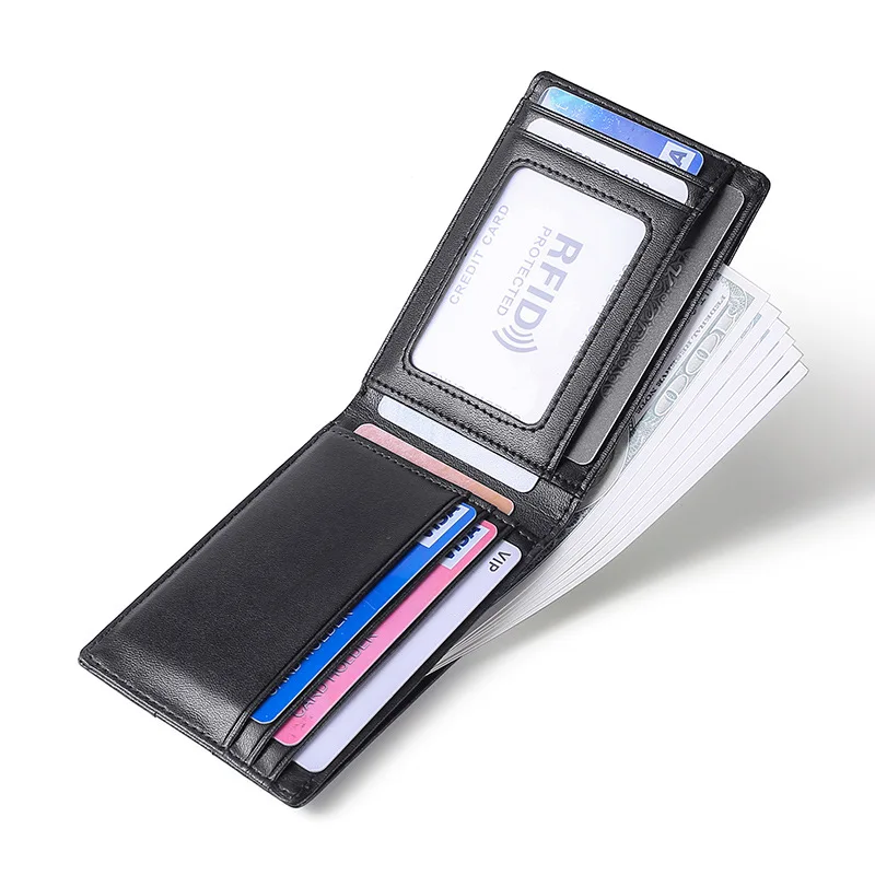 Blokowanie RFID Mini męski portfel z prawdziwej skóry Slim Business etui na karty kredytowe mężczyzna z zabezpieczeniem przed kradzieżą Ultra cienka torebka dla mężczyzn