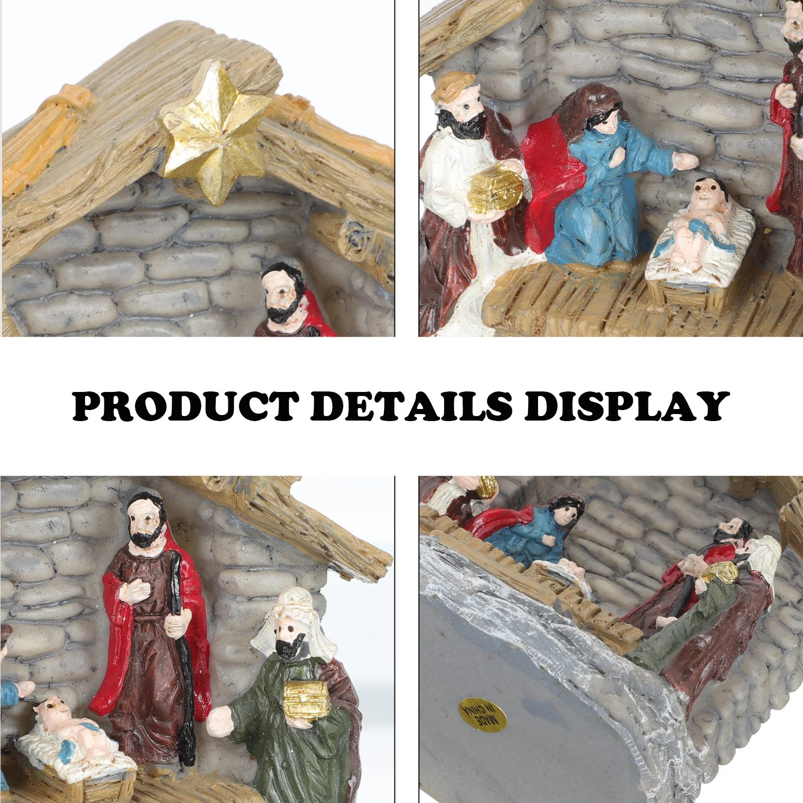 

1Set Resin Nativity Scene Decor High Quality Compact Jesus Birth Statue Religious Ornament Home Church Decoration
