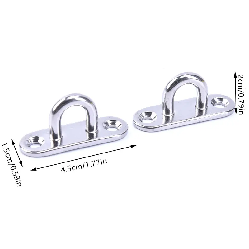 4 pezzi in acciaio inox oblungo Pad Eye Plate Staple Ring Hook Loop Design a forma di U