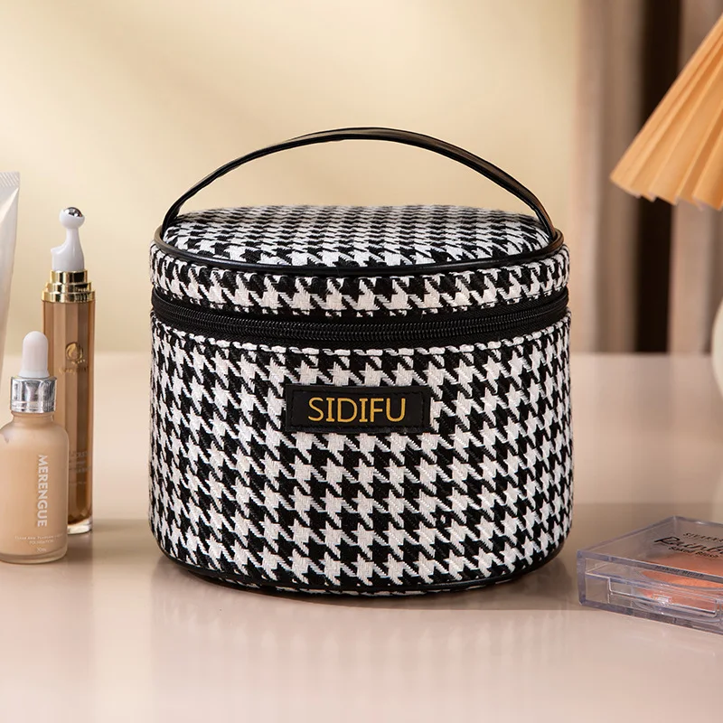 Cute houndstooth Makeup Bag For Women Toiletries Organizer Waterproof Travel Make Up Pouch Female Large Capacity Portable Cosmet