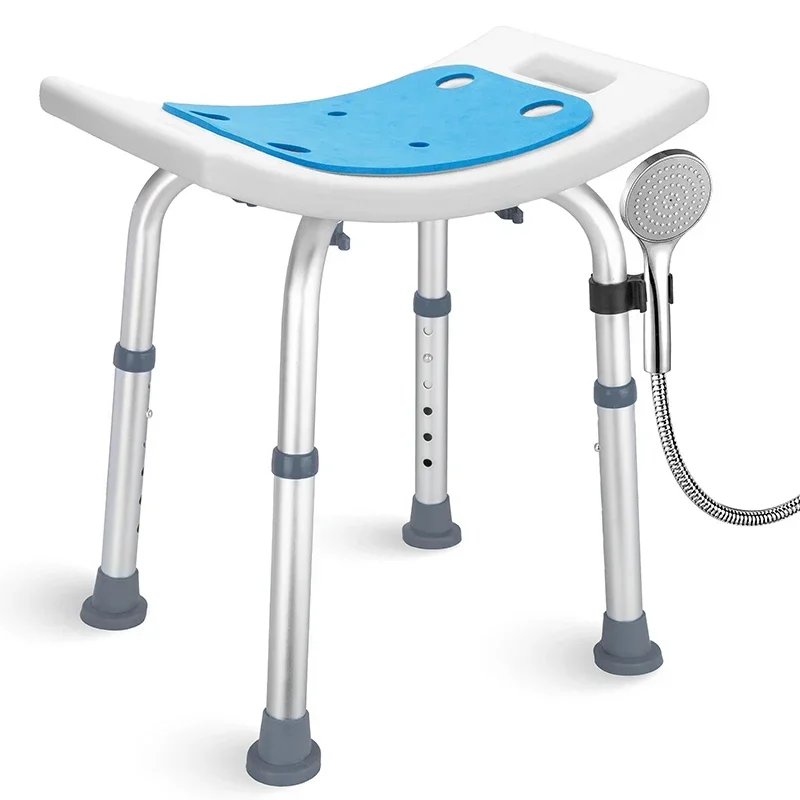 Adjustable Bath Stool Chair for Inside Shower - Tool Free Anti-Slip Bench Bathtub Stool Seat with Durable Aluminum Legs for Elde