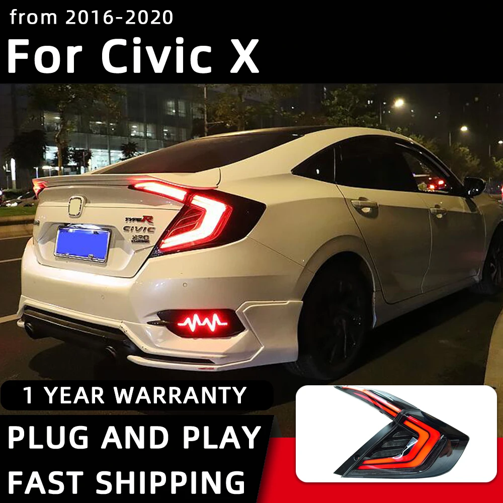 الضوء الخلفي لهوندا سيفيك X G10 LED المصابيح الخلفية 2016-2020 الذيل مصباح تصفيف السيارة DRL إشارة العارض عدسة اكسسوارات السيارات الخلفية #3