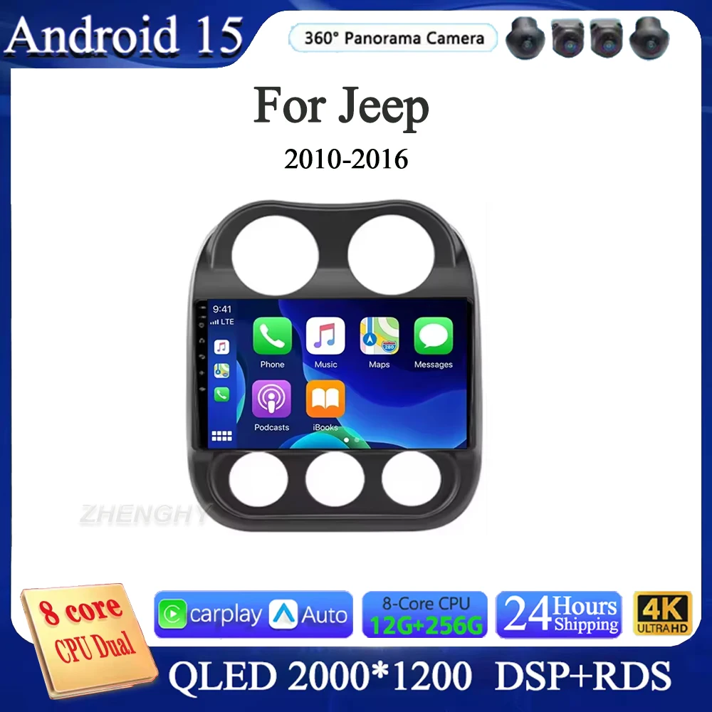 

Android 15 Carplay Auto For Jeep 2010-2016 Compass Patriot Car Radio Multimedia Video Player Navigation GPS No 2Din 2 Din DVD