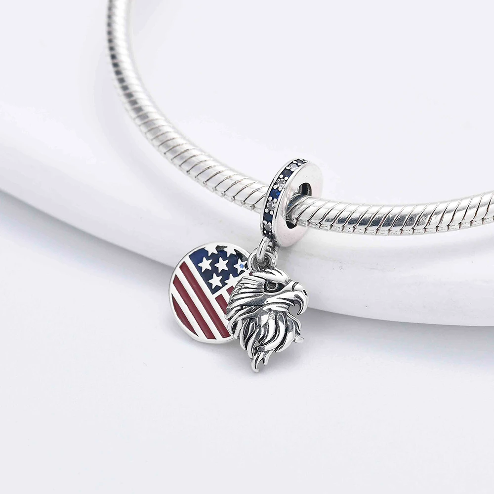 925 Sterling Silver Country Flag Map Charms World National Flag Dangle Beads Fit Travel Souvenir DIY Jewelry Gift view 5