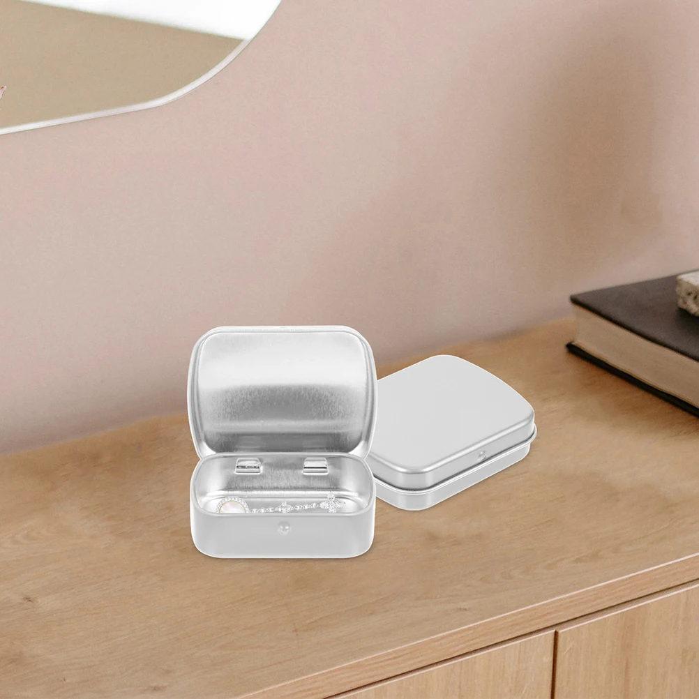 

10pcs Boxes 60x45x15mm Hinged Small Tin Box Silver Gold Storage Containers Iron Cans Empty Tin Box Jewelry Holder