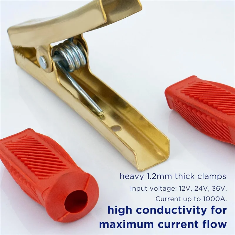 

ABLA-1 Pair Battery Jumper Cable Clamps, Crocodile Clamps, 1000A Pure Brass Cable Wire Clips Suitable For Car Truck Boat