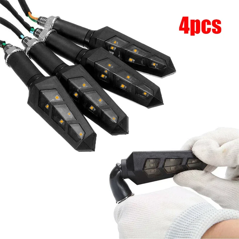 

4PCS 6 LED Motorcycle Turn Signals 12V Waterproof Blinkers With Flashing Function Motorbike Indicator Lamps Tail Signal Lights
