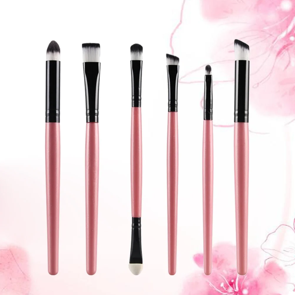 

6Pcs Eye Brushes Set Makeup Cosmetics Brush Soft Nylon Bristles Pink Handle Professional Makeup Brush for Women Gift Daily Use