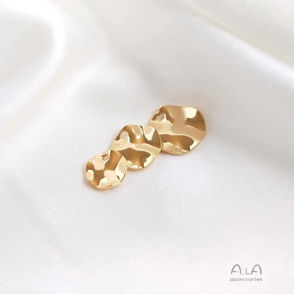 2 قطعة سحر النحاس 14K الذهب اللون موجة منحني القرص قلادة DIY الأذن مجوهرات أقراط قلادة قلادة الملحقات