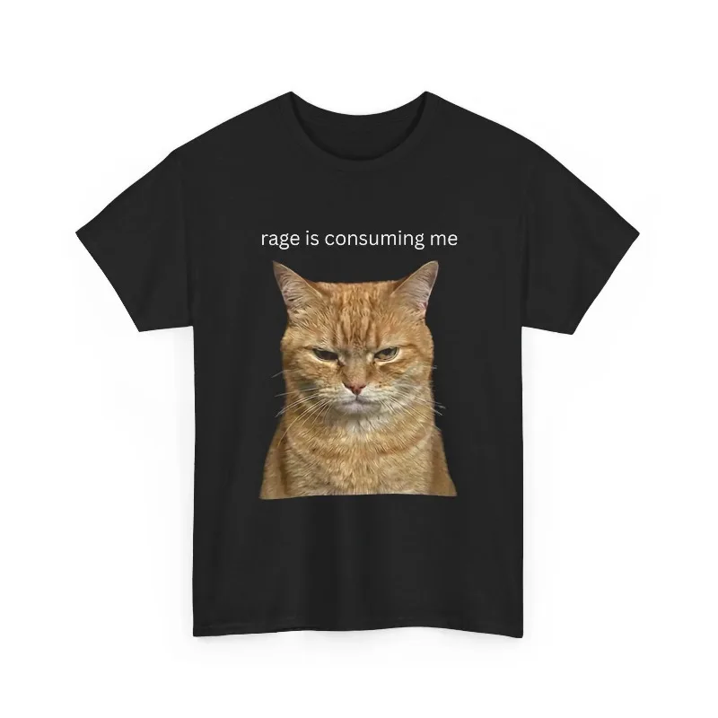 'Anger Devours Me' T-shirt - Funny Angry Cat Emoji T Men's T-shirt Summer New Unisex Streetwear