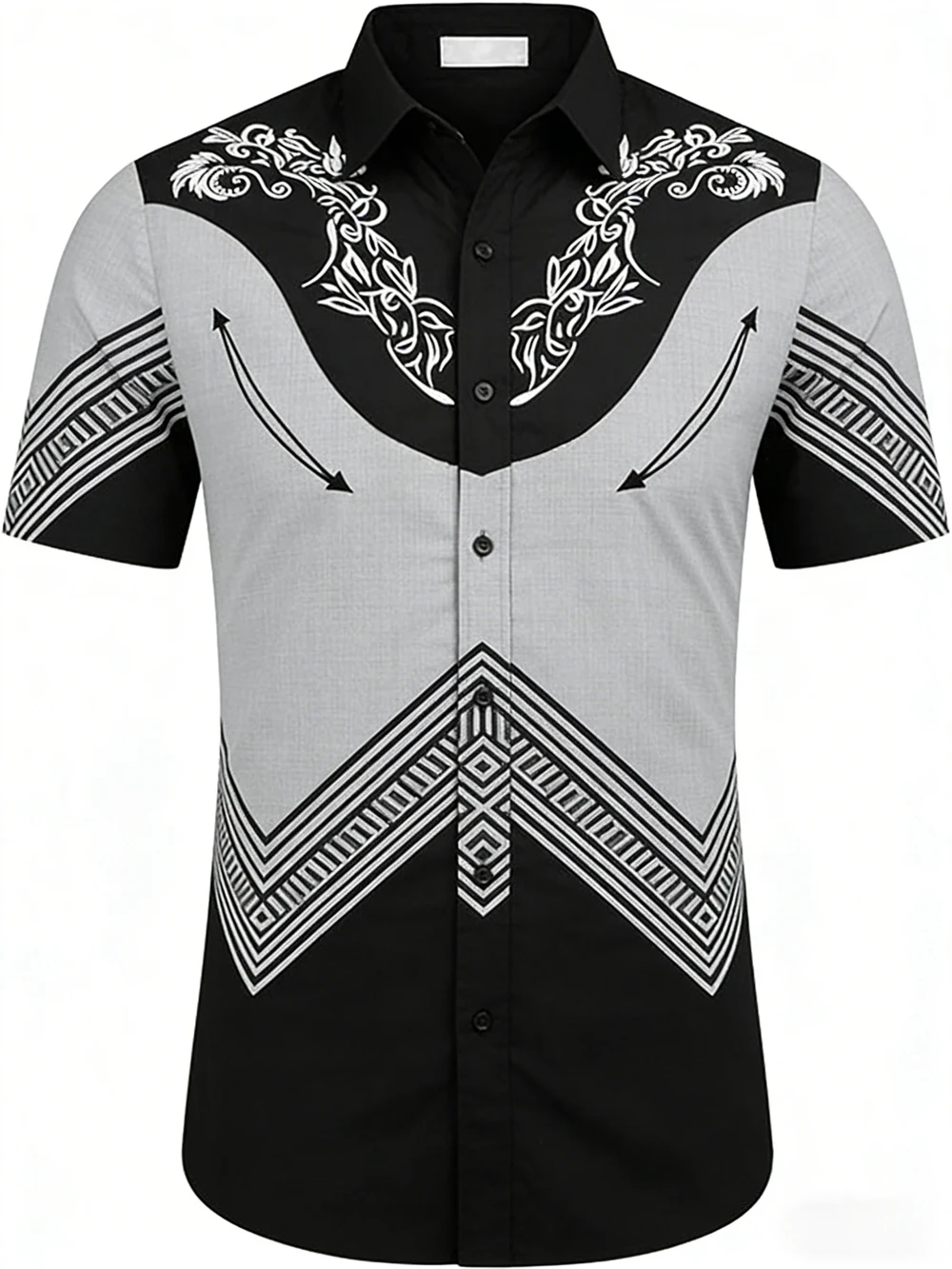 2026 Men's Western Denim Short Sleeve Shirt Plant Pattern HD 3D Printed Shirt Hawaii Vacation Social Men's Clothes Quick-Drying