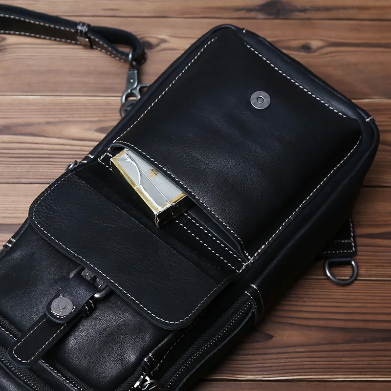 Neue Echtes Leder männer Brust Tasche Handgemachte Top Schicht Rindsleder Umhängetasche Große Kapazität Schulter Tasche Trendy männer tasche NZPJ – Detail 11