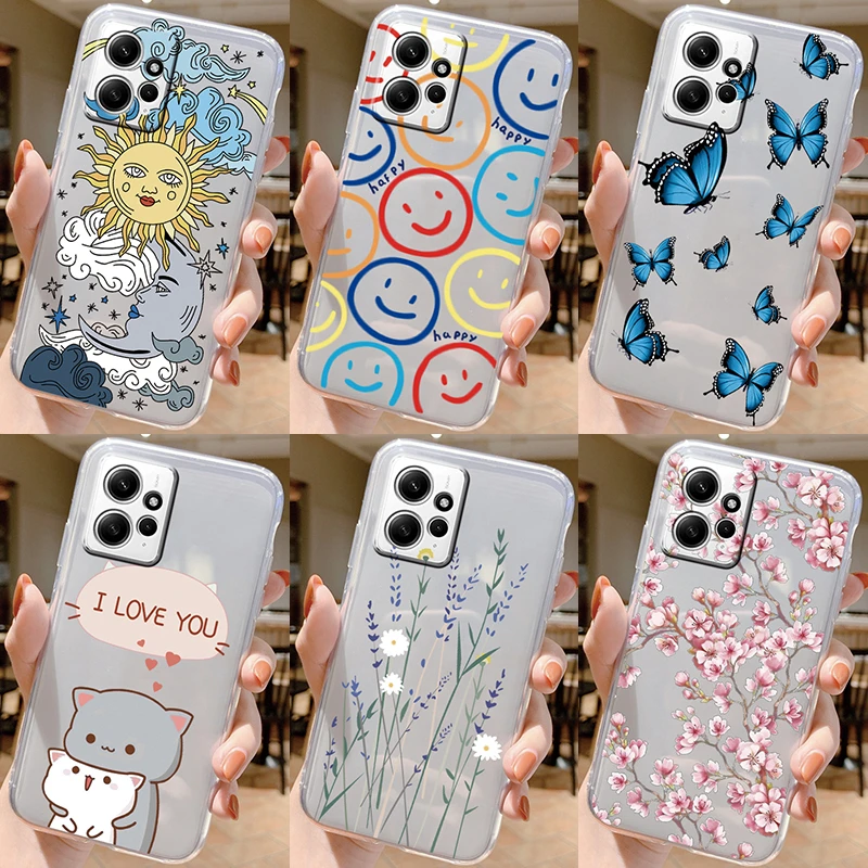 For Redmi Note 12 4G Case Flower Stylish Painted Cover Soft TPU Case Transparent Shockproof Funda For Redmi Note12 Bumper Shell