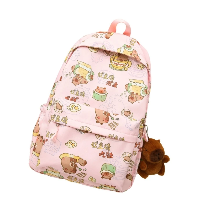 E74B Mochila Estética Nylon Espaçosa Bolsa Escolar Mochila Viagem para Estudante