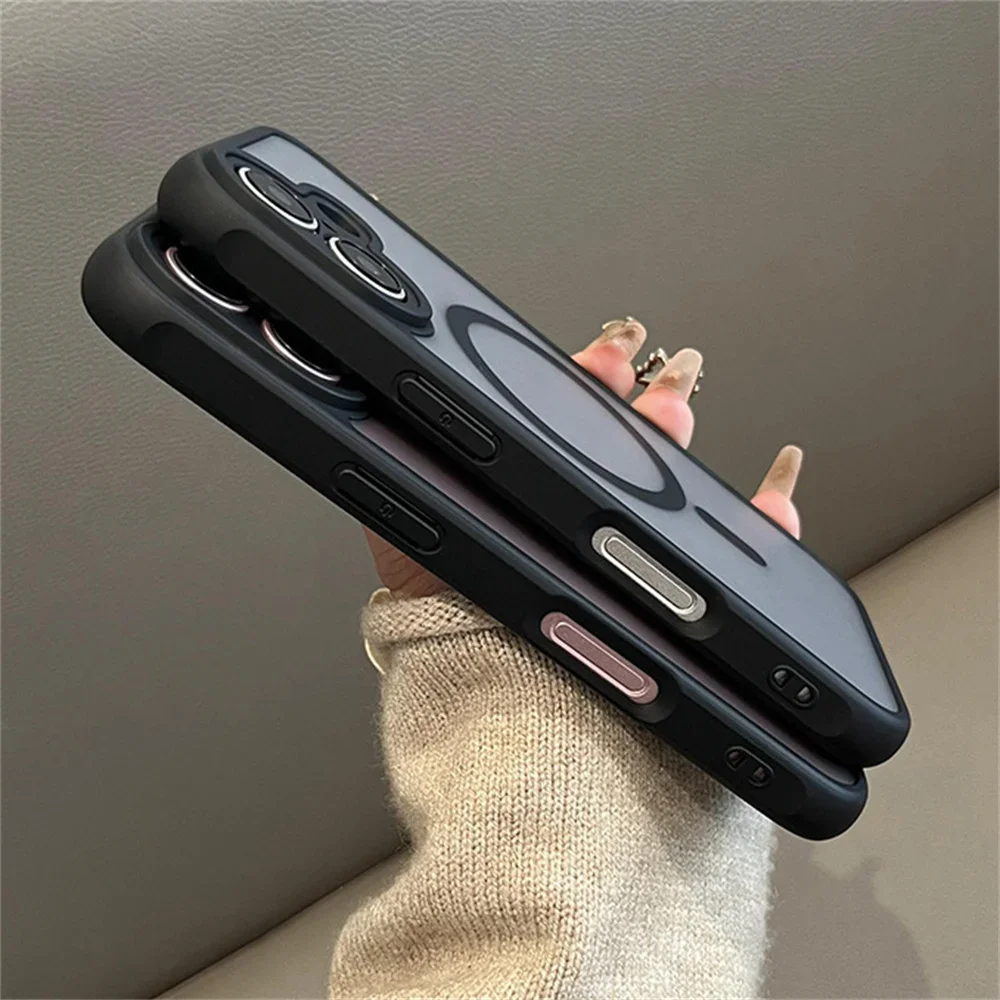 หรูหรากันกระแทกสําหรับiPhone 16 15 14 13 12 11 Pro Max 14 15 16 Plus 12 13 Mini Matteโปร่งใสปกแข็งShell Clear