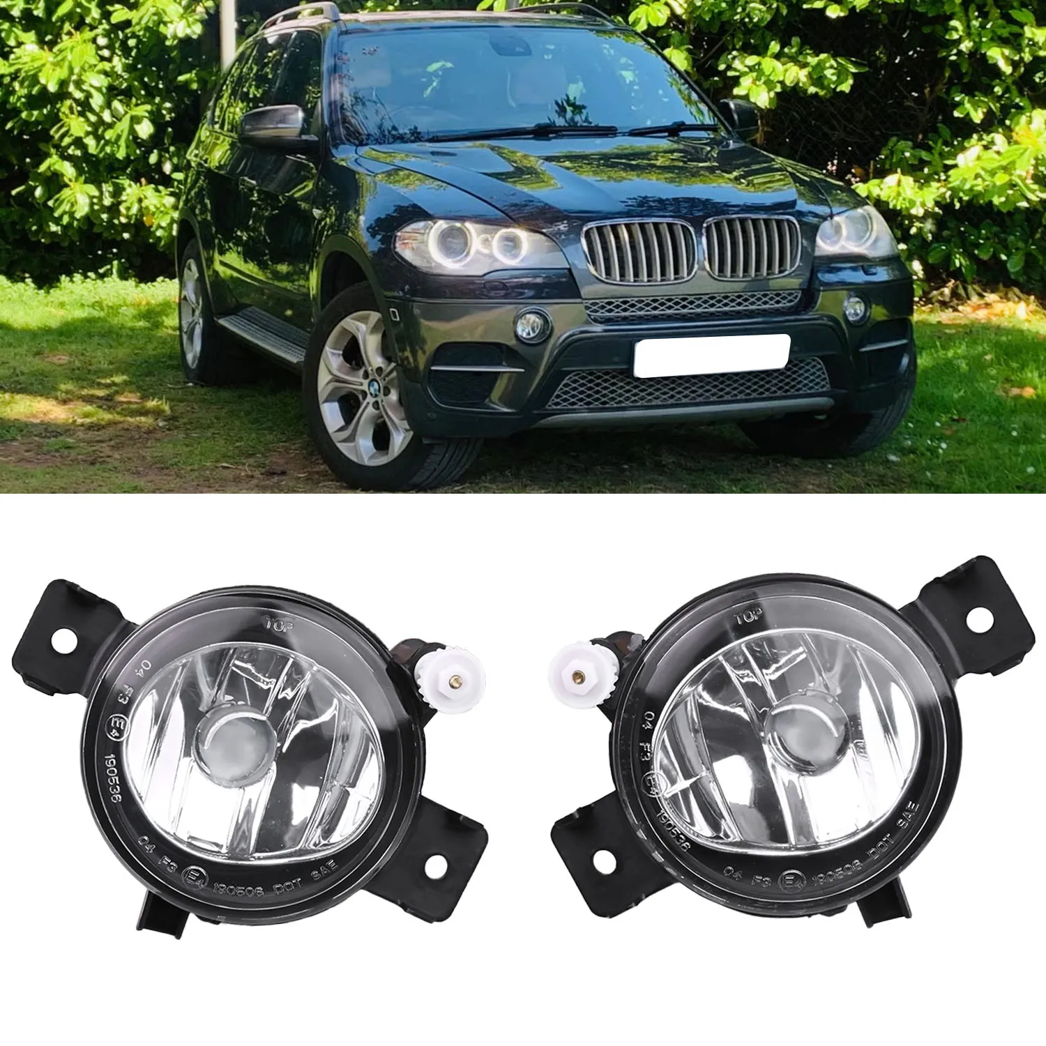 

Front Bumper Fog Lights Lamp Housing No Bulbs for BMW X5 E70 LCI 2011 2012 2013 Left Right Lamp Shell 63177237433 63177237434