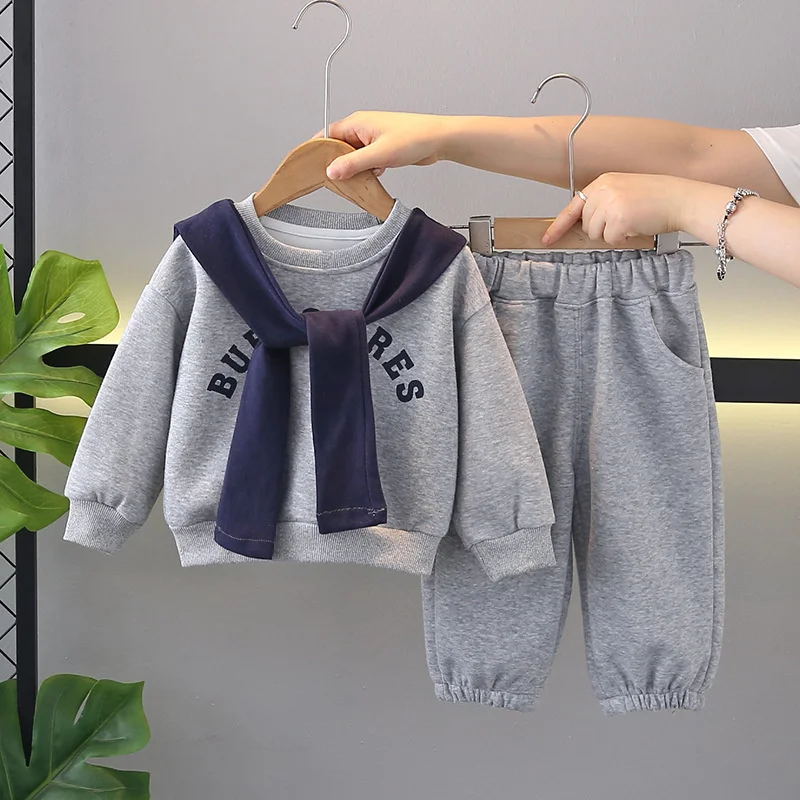 Kids Fashion Sets Spring Autumn  Boys Girls Long Sleeve Suits Baby Sweatshirt with Cape+Pants 2Pcs Children Tracksuits Outfits