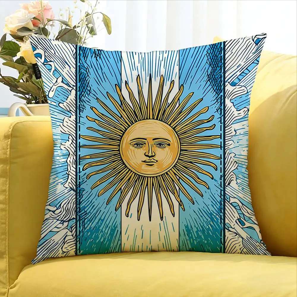 Argentina Flag Aesthetic   Various Sizes Square Pillow Case For Car Home Bedchamber Decor