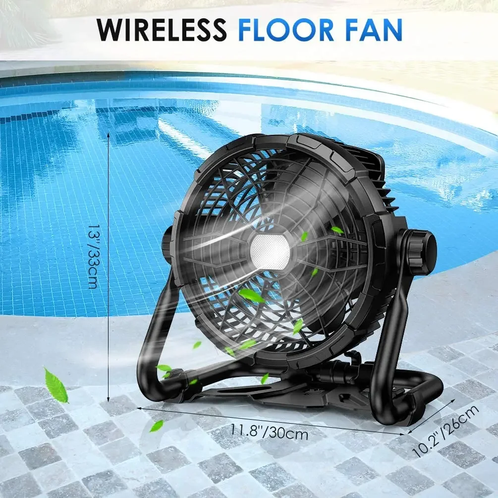 10400mAh Outdoor Floor Fan 10 Light Emitting Diode Lantern Camping Fan USB Solar Power Supply Car Home Garage Hotel