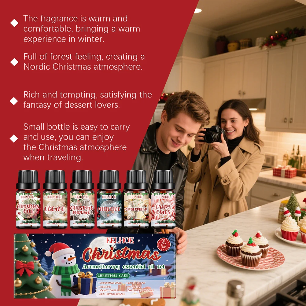 Holiday Aromatherapy Diffuser Oils Set Relieve Stress, Enhance Mood & Improve Sleep. Festive Well-ness Journey