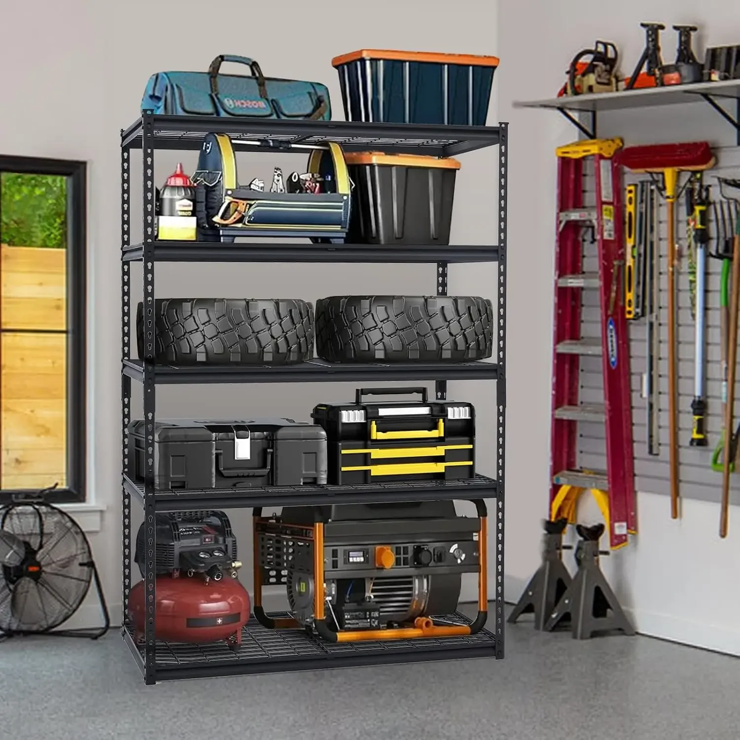 Garage Storage Shelves 5 Tiers, Heavy Duty Storage Shelving Racks with 2500 LBS Capacity, 48 in L x 24 in W x 72 in H Metal