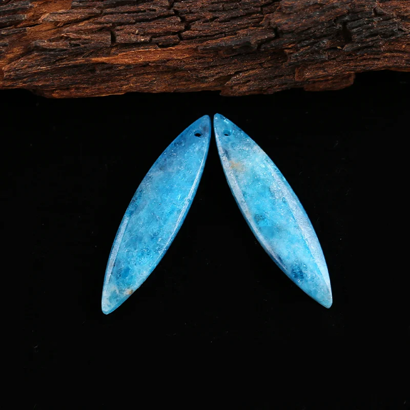 

Natural Stone Blue Apatite Crystal Earrings Beads For Jewelry Making Stone Earrings Accessories For Women 40x12x4mm 7g