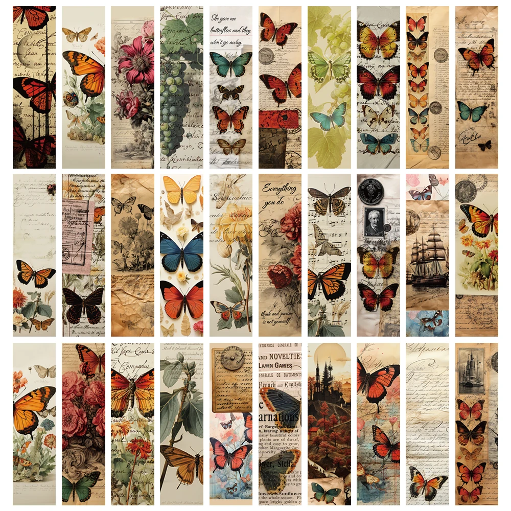 

30/60PCS Retro Butterfly Bookmark Reading Cartoon Printing Decoration Landscape Bar Durable Creative Photography Bookmark