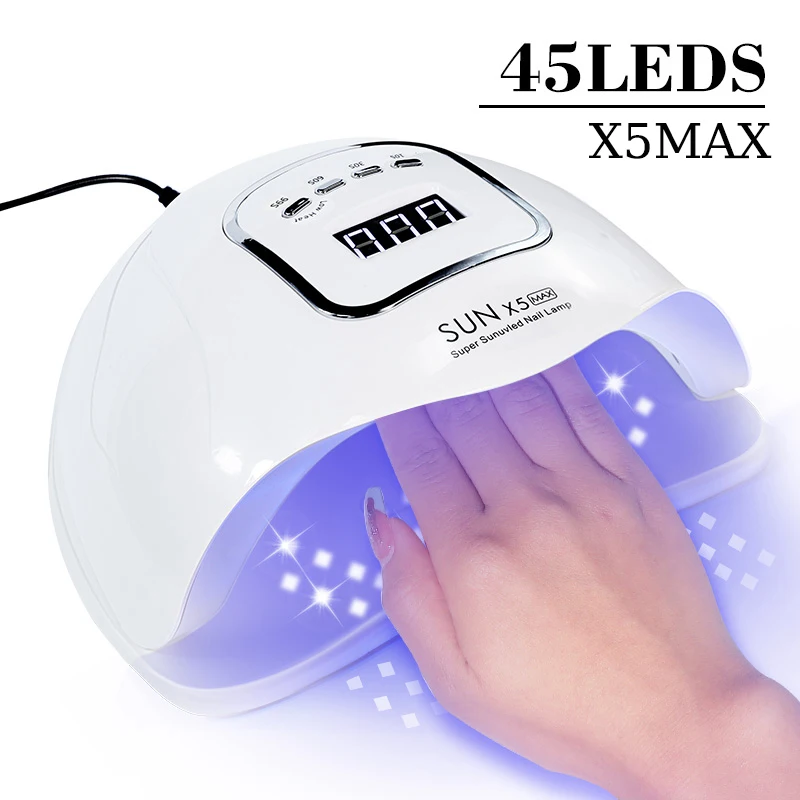 UV LED Nail Lamp Professional 45LED Nail Dryer with 4 Timers and Auto Sensor Drying Light for Gel Nail Polish Curing Nail Tools