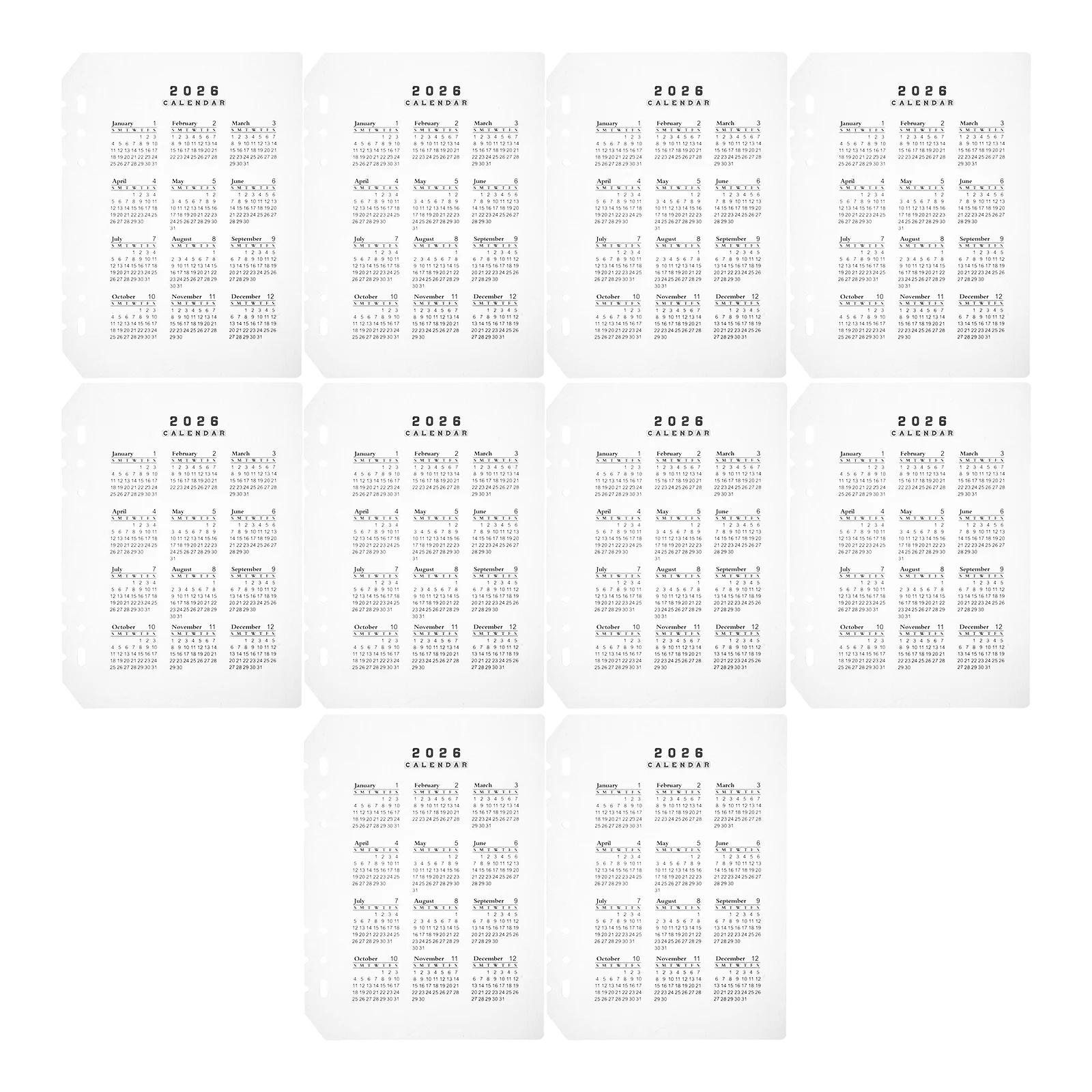 

Calendar Divider 6-hole Notebook Index Dividers Binder Transparent A5 Inserts Accessory