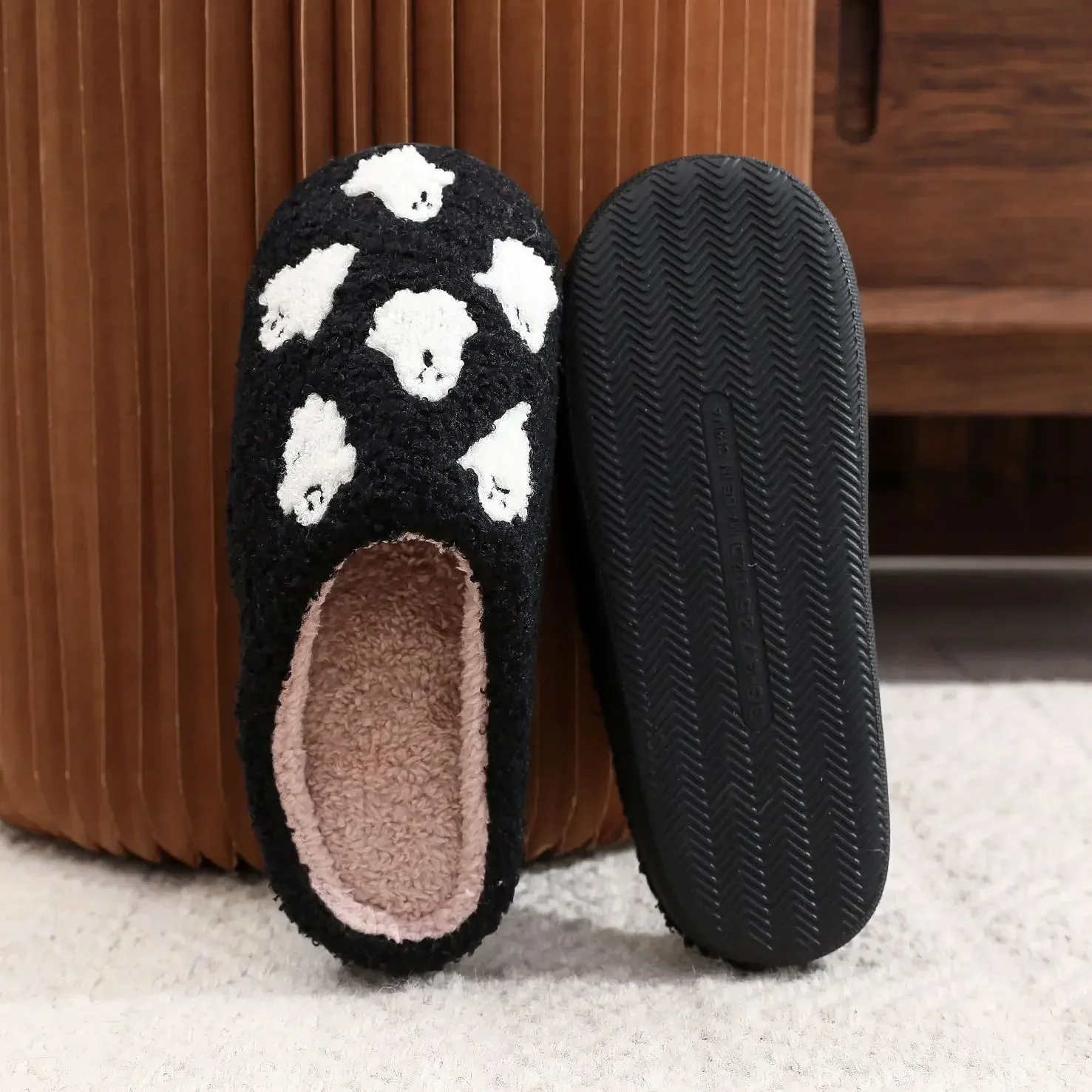 Halloween Ghost Cotton Slippers Home Flat Indoor Scream Slipper Non-slip Thickened Shoes Women Men Skull Slippers Halloween Gift