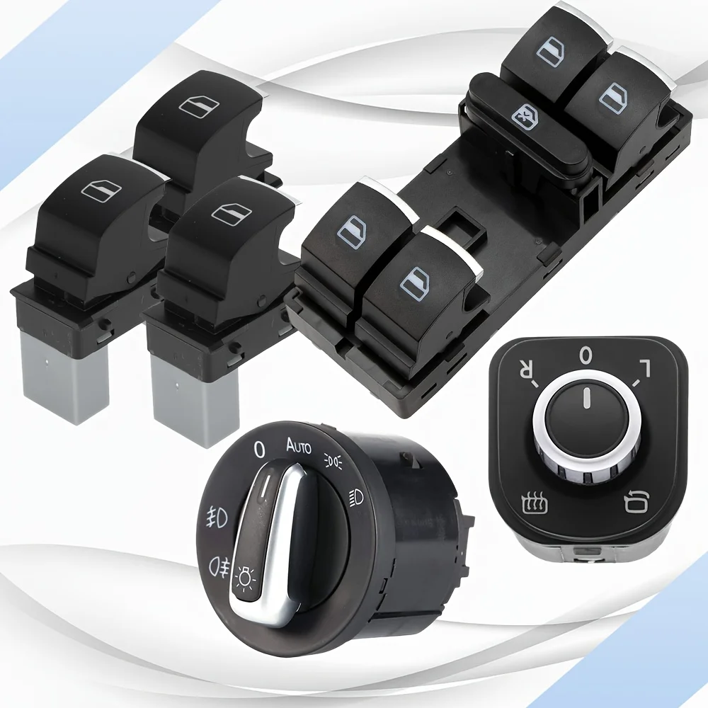 Chrome Headlight Switch And Power Window Master Control Assembly For Volkswagen VW CC EOS Golf GTI MK5 MK6 Jetta Passat Touareg